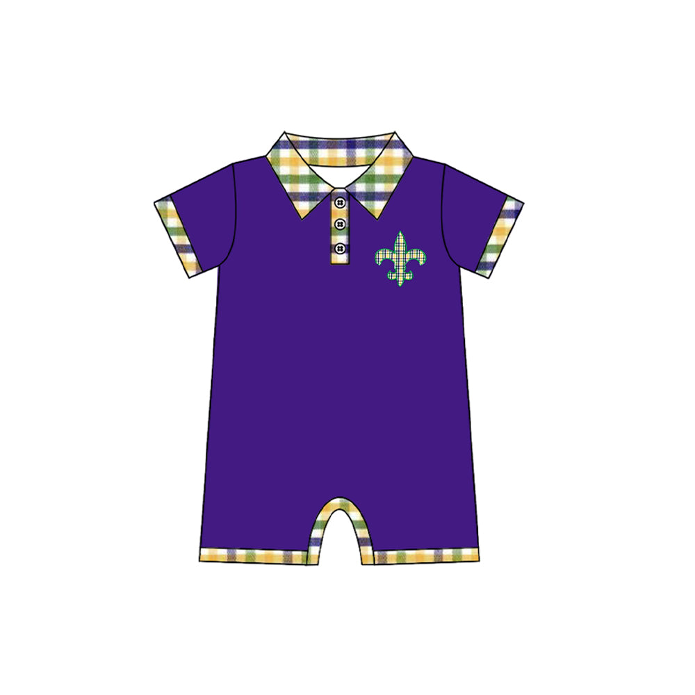 Mardi Gras toddle baby boy short sleeve romper preorder
