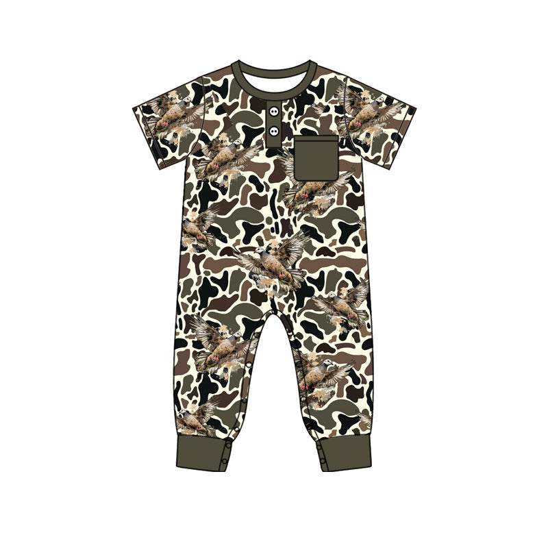 Camo design boy short sleeve romper preorder