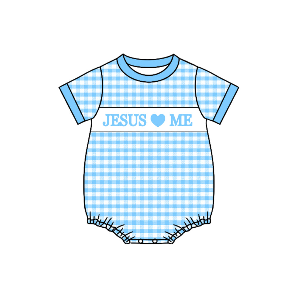 Jesus love me boys short sleeve romper preorder