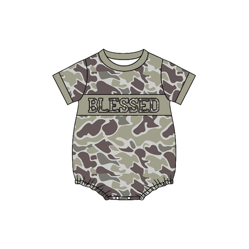 Camo blessed toddle baby short sleeve romper preorder