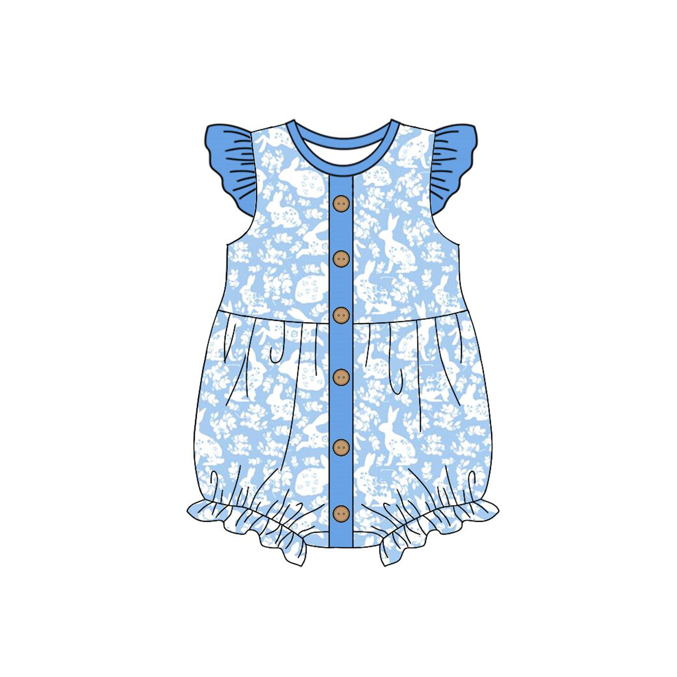 Toddle girls Easter bunny short sleeve blue floral romper preorder