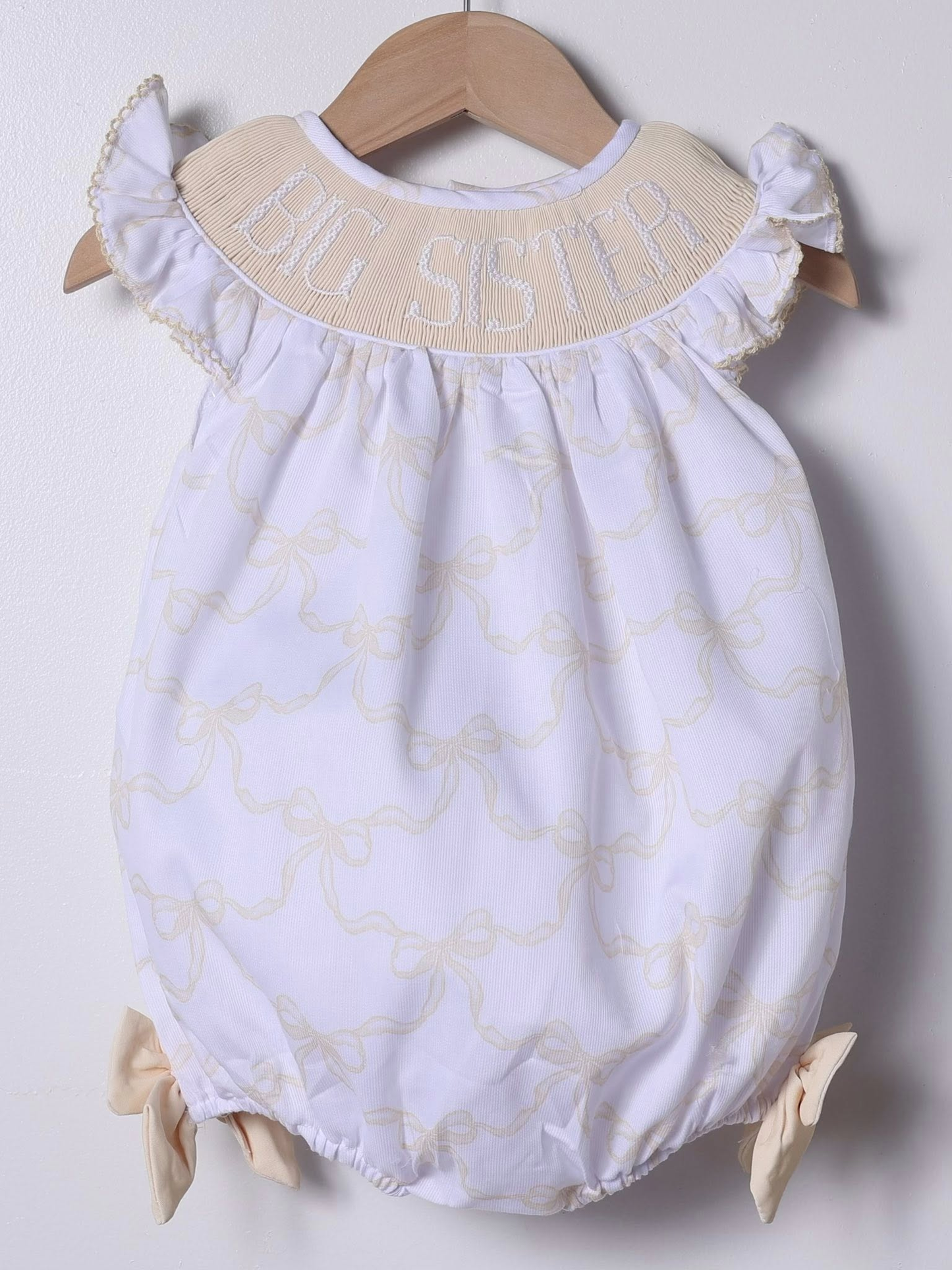 Toddle girls big sister bow design romper preorder