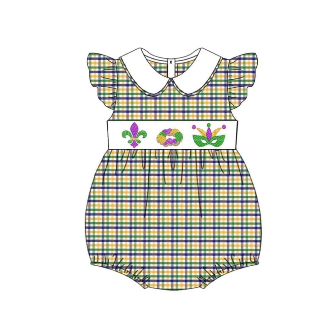 Hot sale baby girl Mardi gras design romper preorder