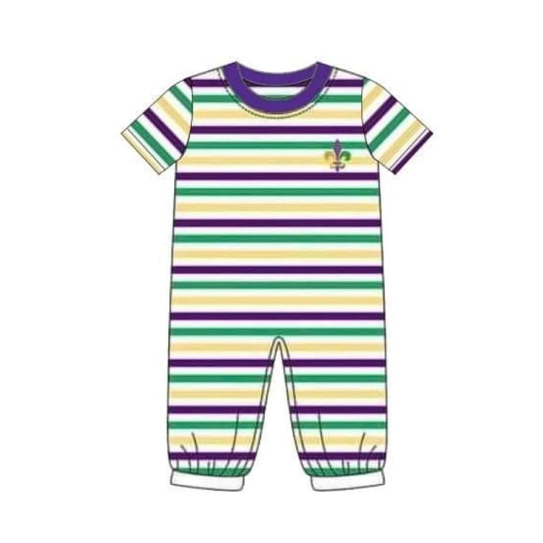 Hot sale baby boy Mardi gras design romper preorder