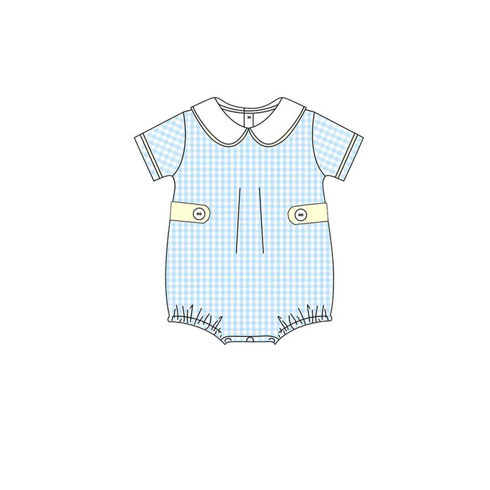 Blue plaid design baby boy romper preorder