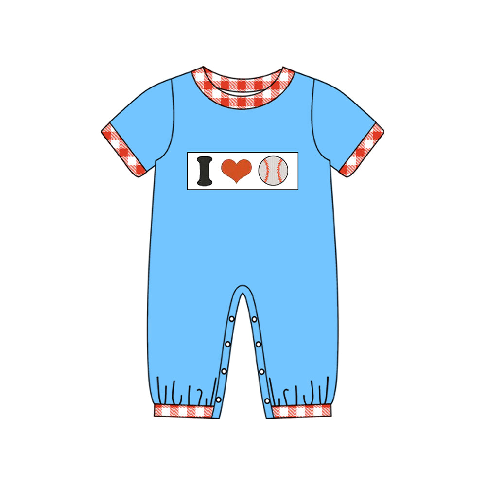 Baby boy I love baseball short sleeve romper preorder