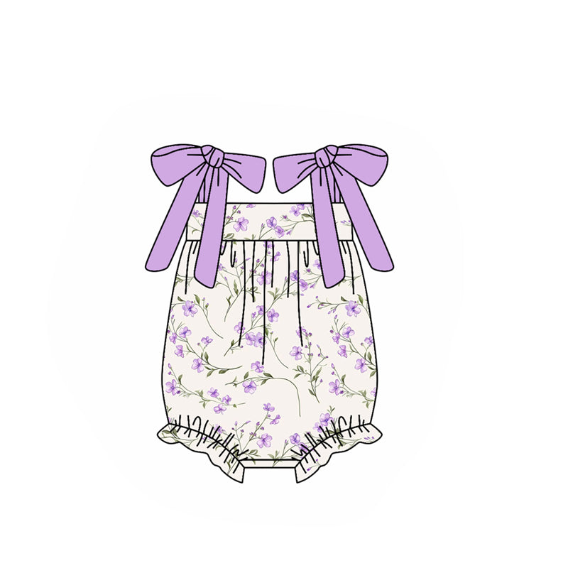 Baby girl lavender floral summer romper preorder