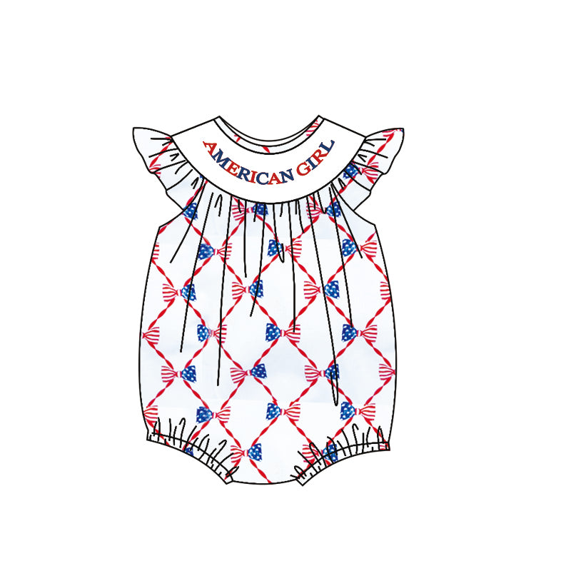 America girls July 4th toddle baby girls romper preorder