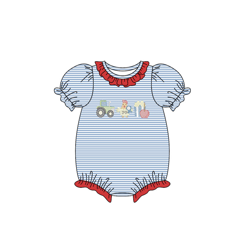 farm chicken print toddle baby girl romper preorder