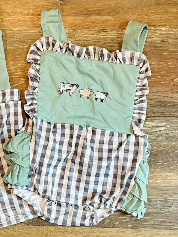 Toddle baby girl farm cow design summer romper preorder