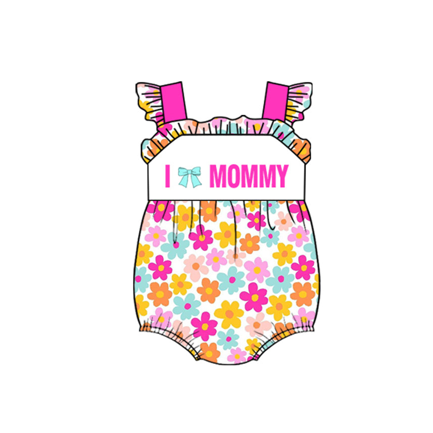 I love mommy flowers baby girls summer romper preorder