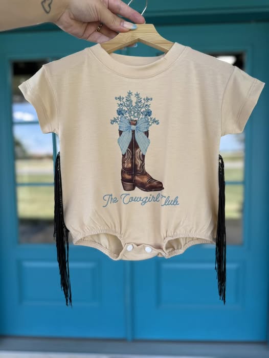 Toddle baby short sleeve western boots romper preorder