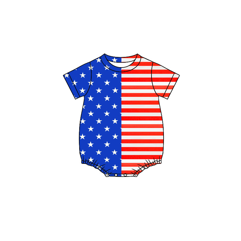 July 4th star print toddle baby boy summer romper preorder