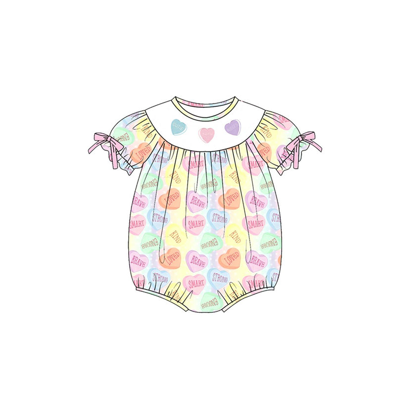 Valentines heart toddle baby girl short sleeve romper preorder