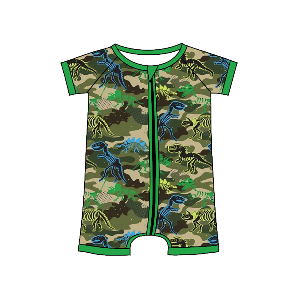 Cute dinosaur toddle baby boy short sleeve camo romper preorder