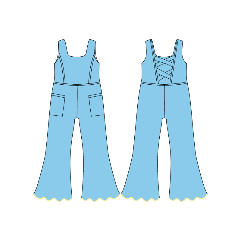 Toddle girls blue color yoga jumpsuit preorder