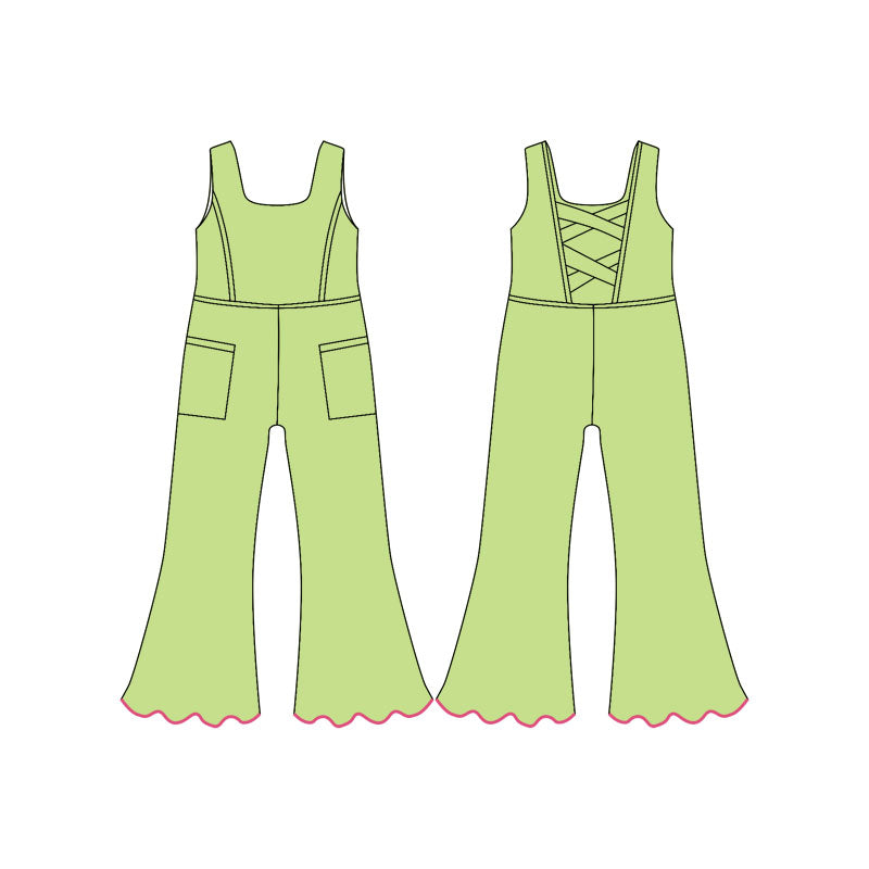 Toddle girls lime green color yoga jumpsuit preorder