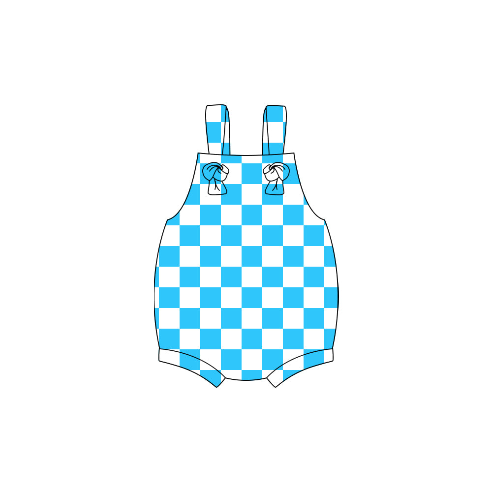 Blue plaid toddle baby summer romper preorder