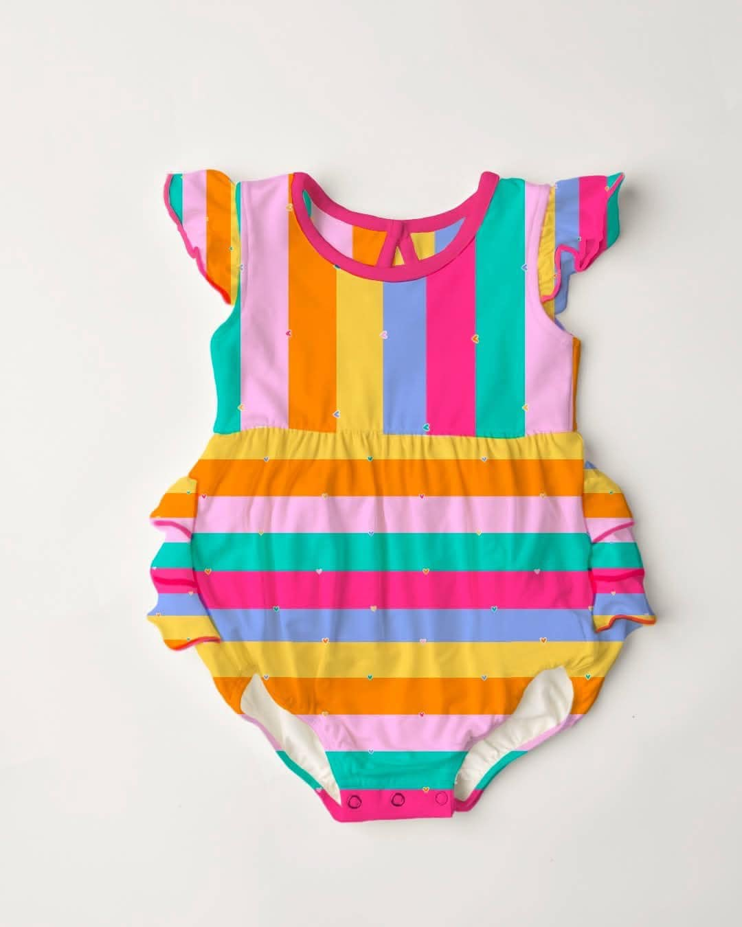 Colorful stripes design toddle baby July 4th romper preorder
