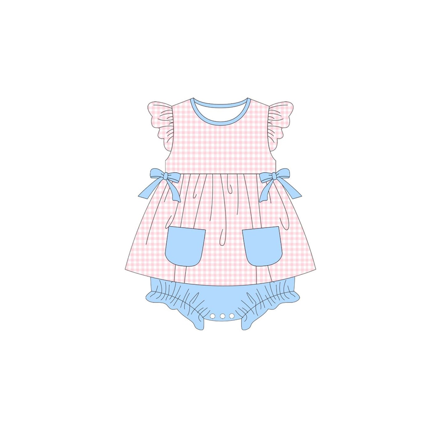 Pink plaid design toddle baby girl summer romper preorder