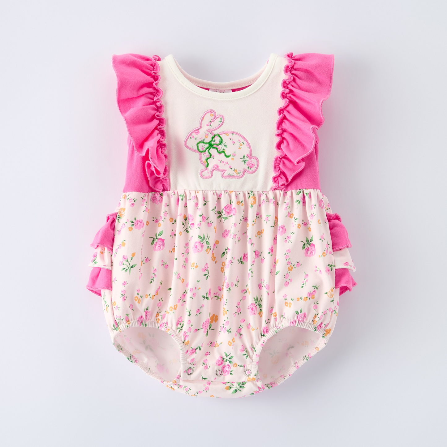 Toddle baby girls Easter floral bunny holiday romper preorder