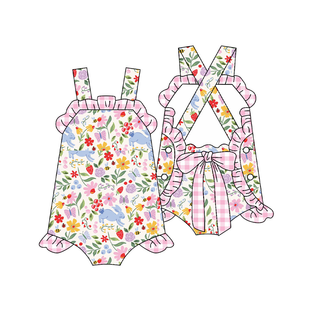 Easter bunny floral design toddle baby romper preorder