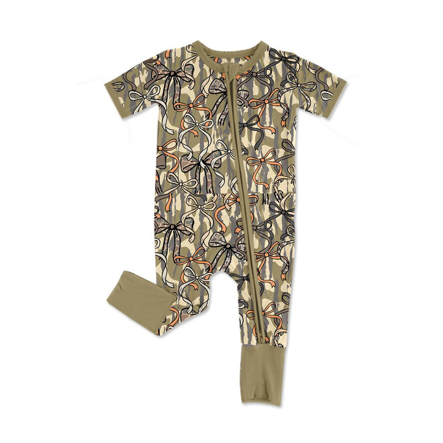 Camo bow design toddle baby girl romper preorder