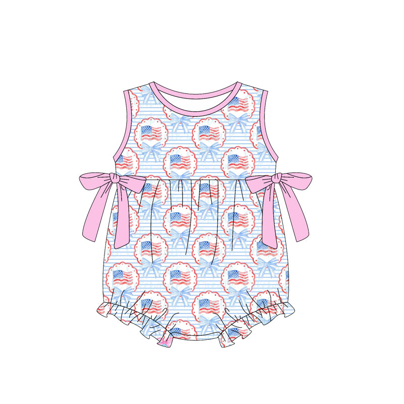 American flag design toddle baby girl romper preorder