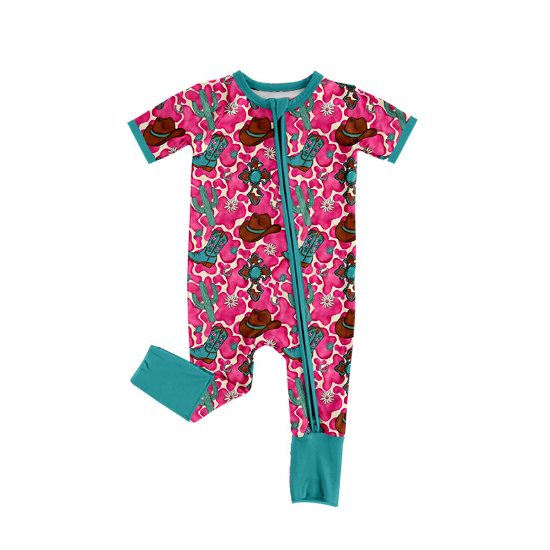 Western cowgirl design baby short sleeve romper preorder