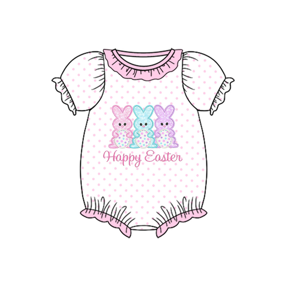 Easter bunny design baby girl summer romper preorder