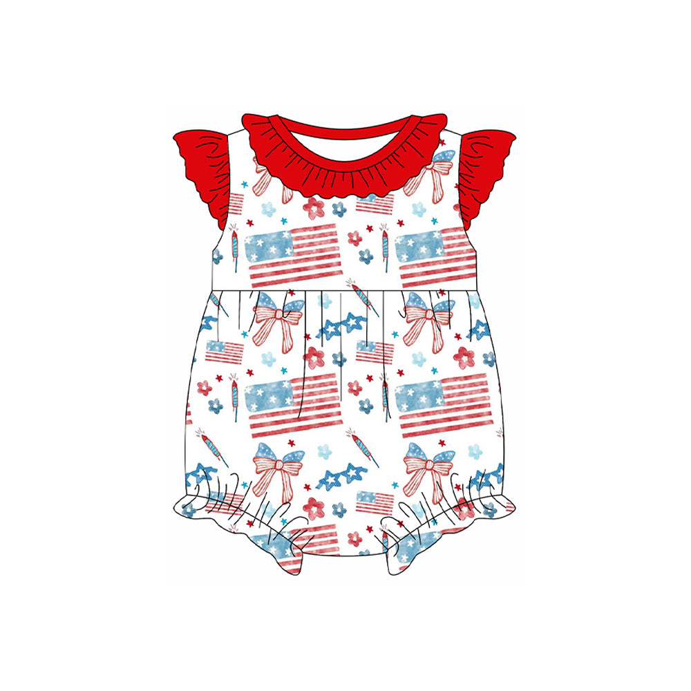 America flag design baby girls romper preorder