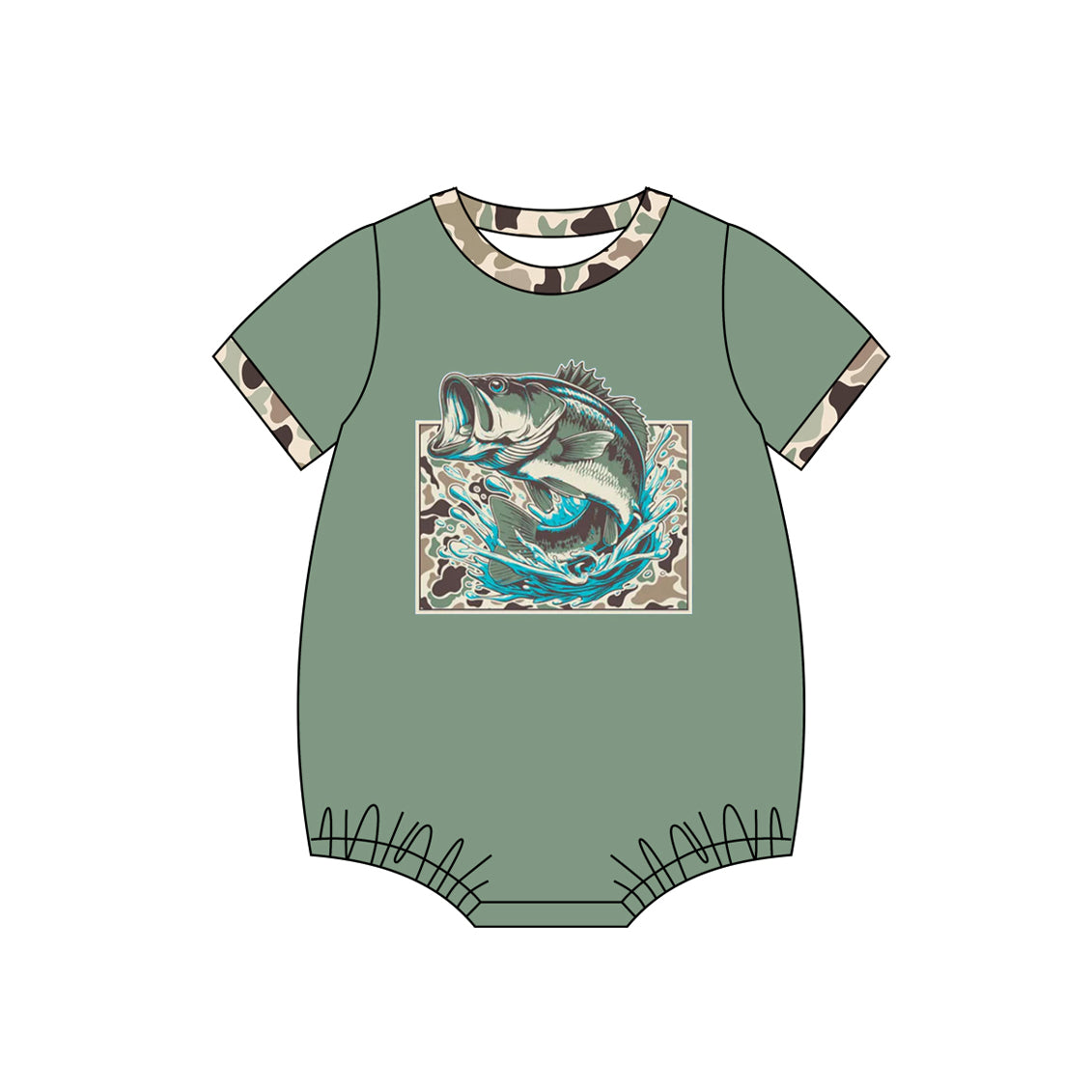 Fishing design baby boy summer romper preorder