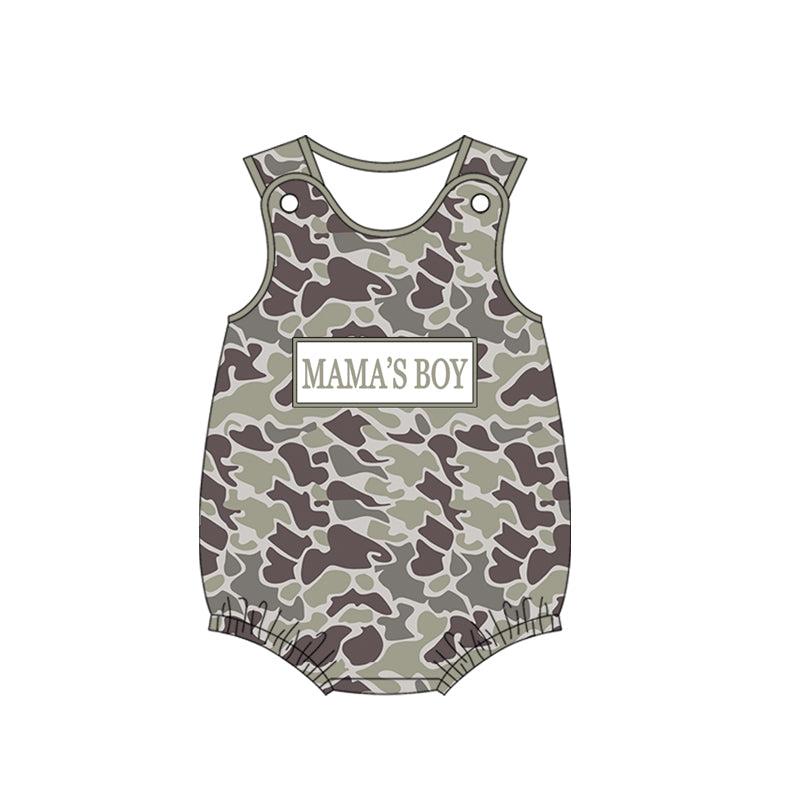 Mamas boy dark grey camo romper preorder