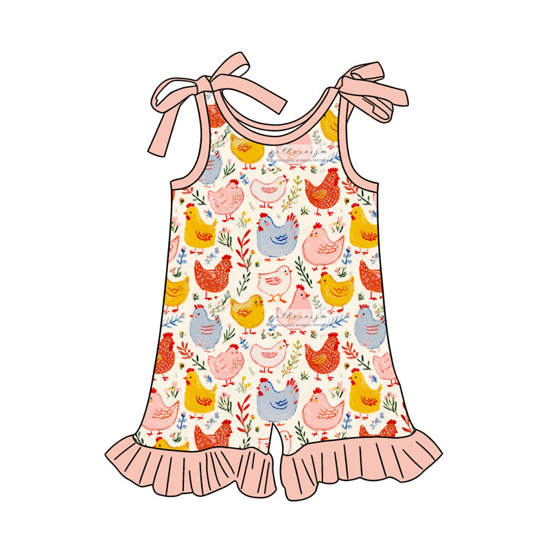 Chicken design summer romper preorder