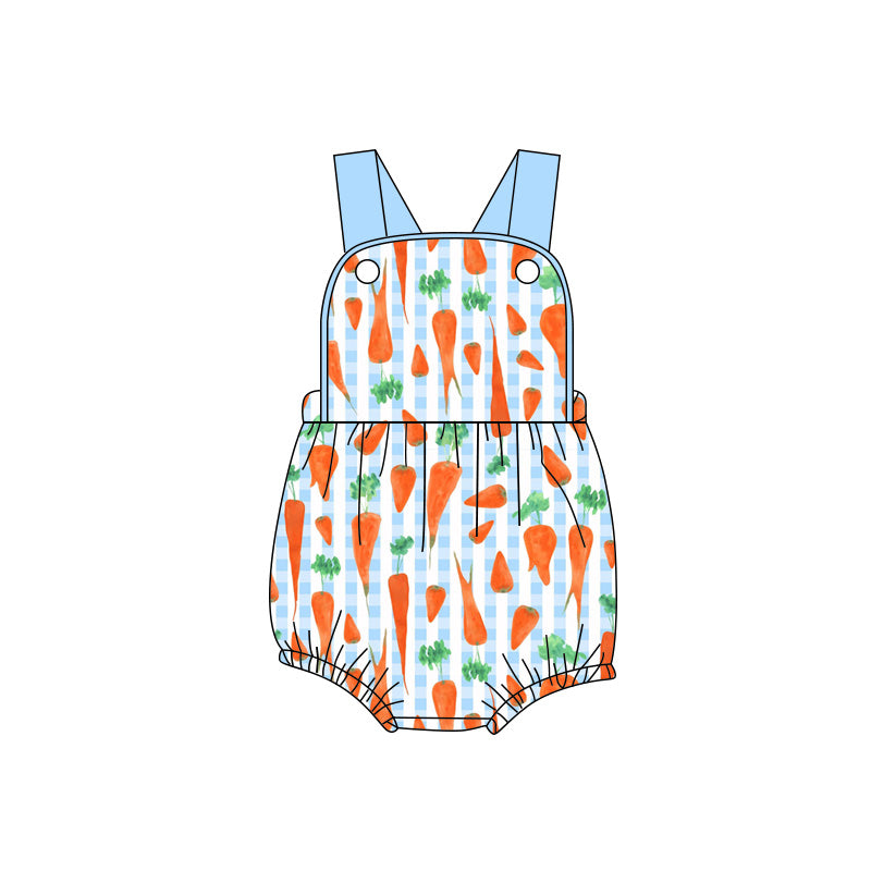 Carrot print toddle boy easter romper preorder