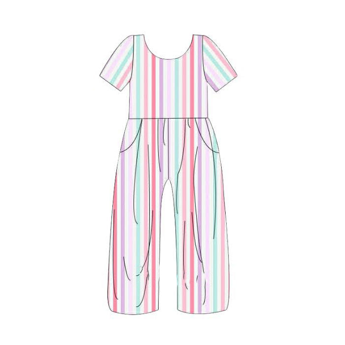 Toddle girls colorful stripes design jumpsuit preorder