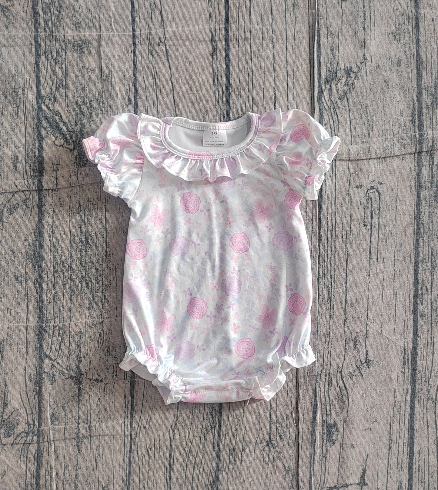 Pink lavender flowers design girls summer romper preorder