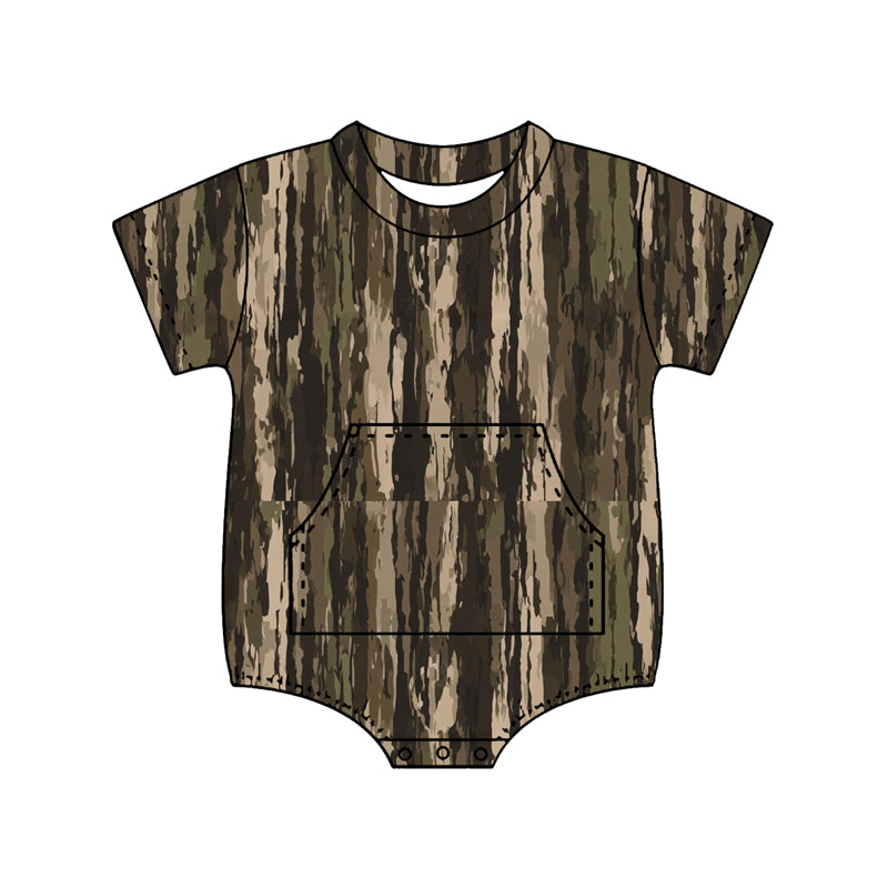 Camouflage print boy short sleeve romper preorder
