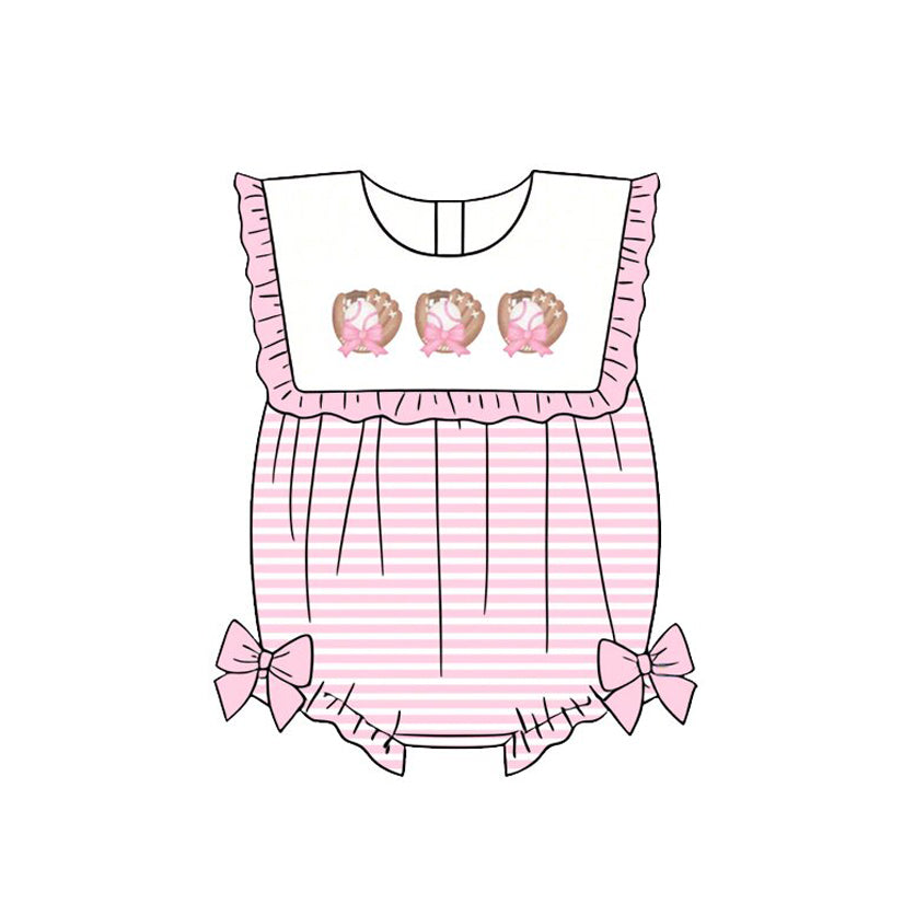 Toddle girl short sleeve baseball romper preorder