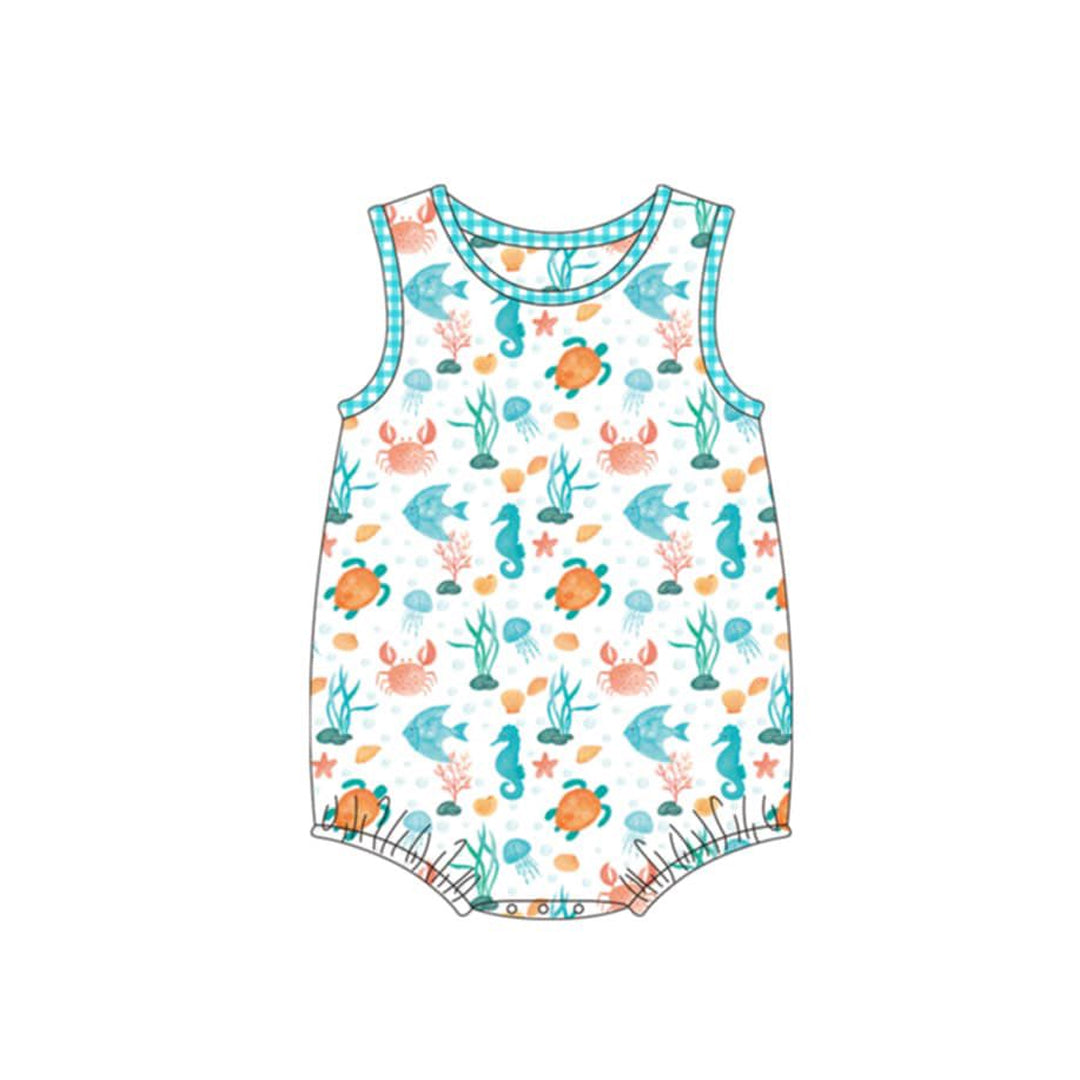 Turtle print toodle boy summer romper preorder