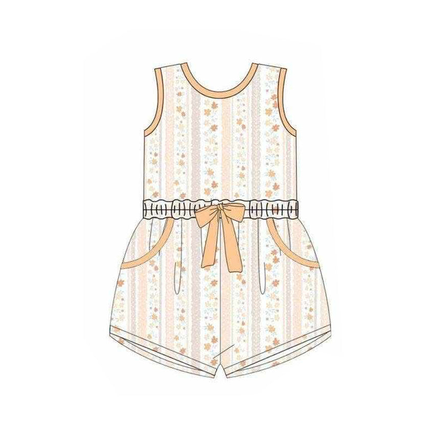 Yellow flowers print toodle girl summer romper preorder