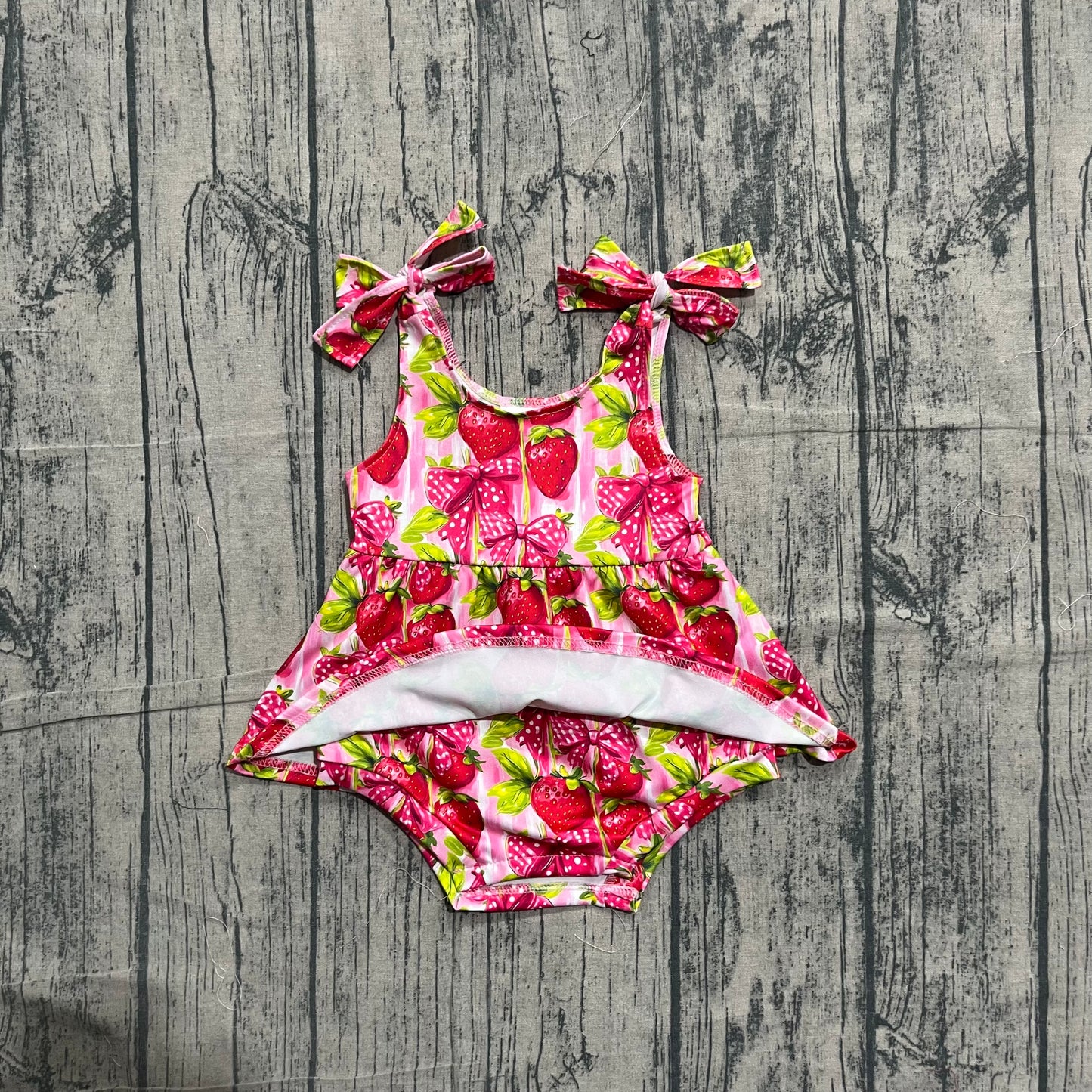 Strawberry print toodle girl summer romper preorder