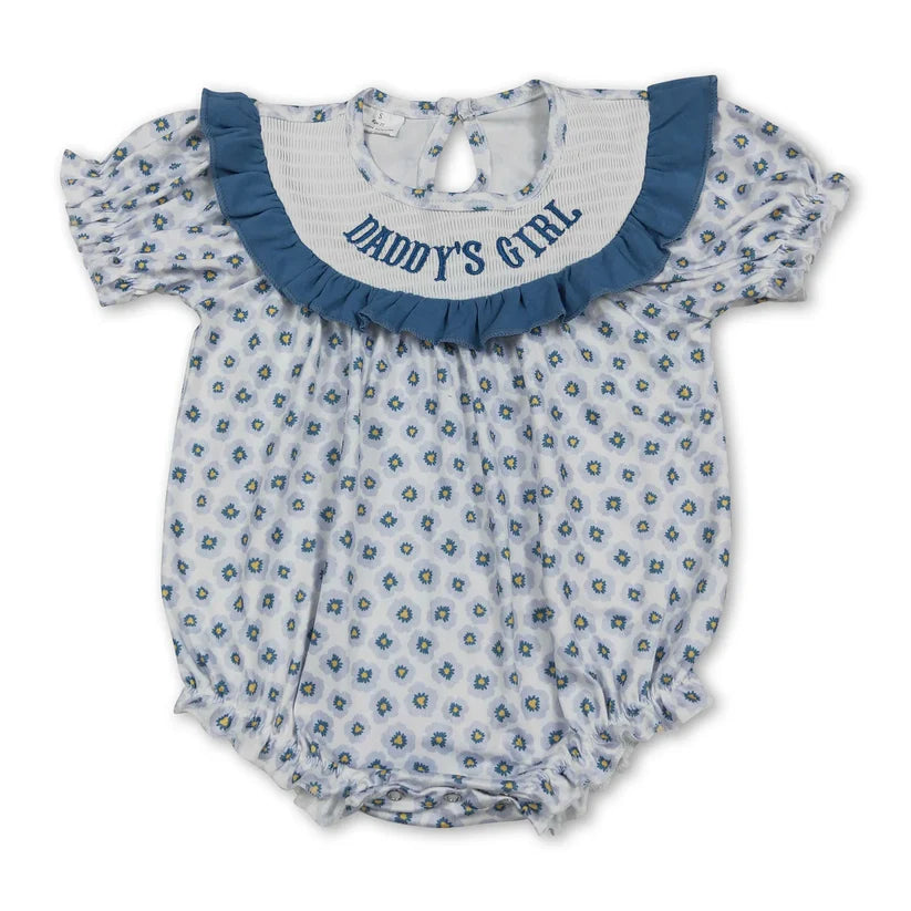 Embroidery Daddys girl floral romper preorder