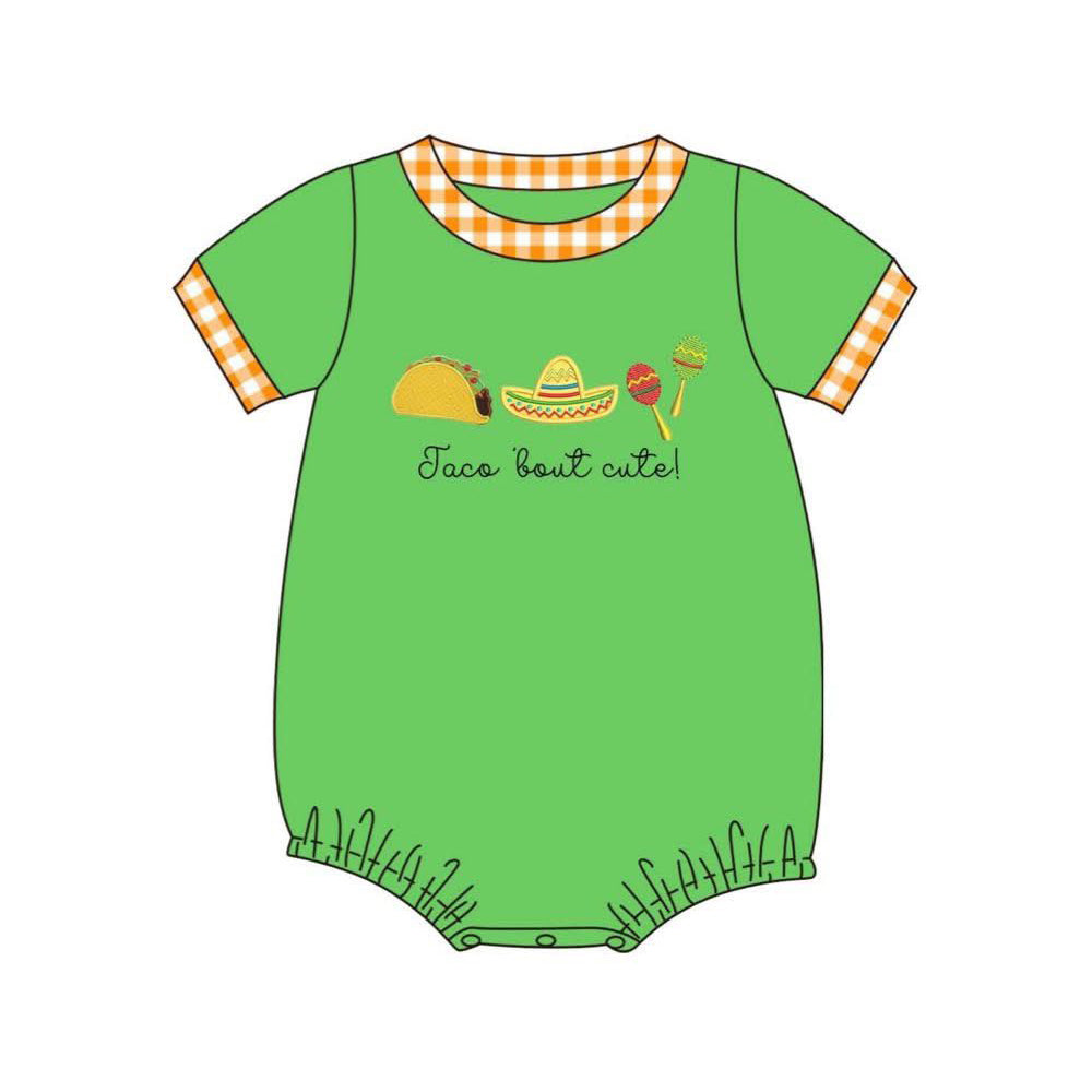 Taco print infant baby boy summer romper preorder