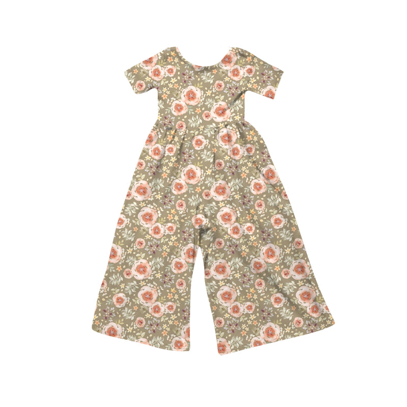 Pink Flowers design girls summer jumpsuit preorder