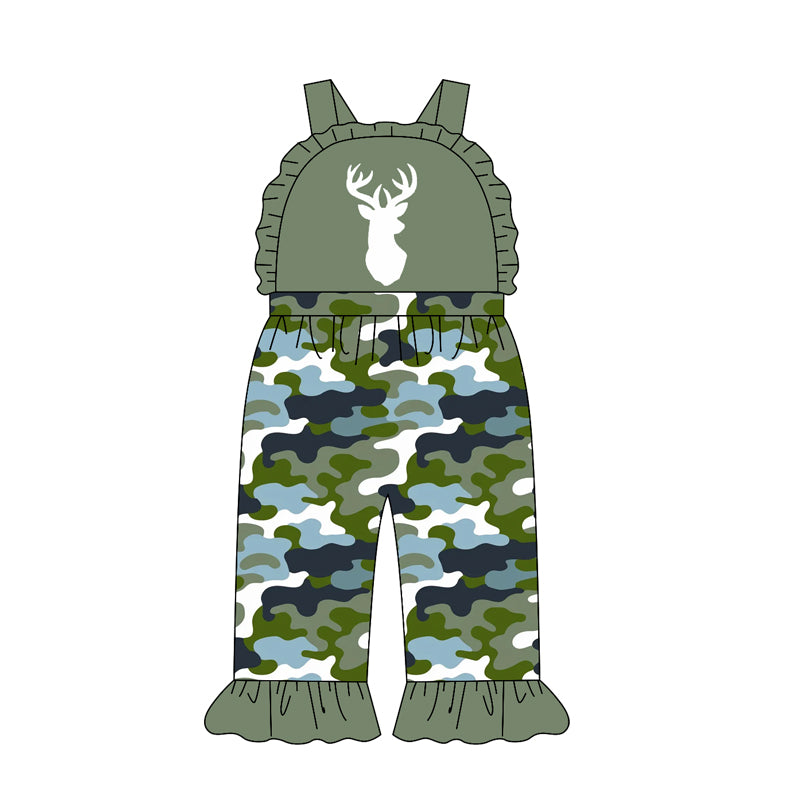 Deer green camo design girls summer jumpsuit preorder