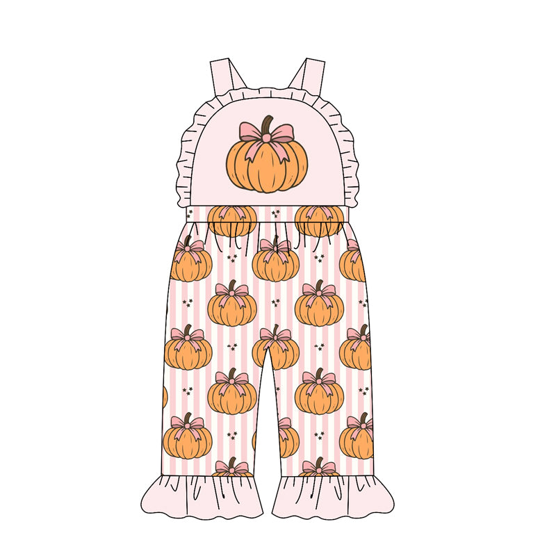 Fall pumpkins design girls summer jumpsuit preorder