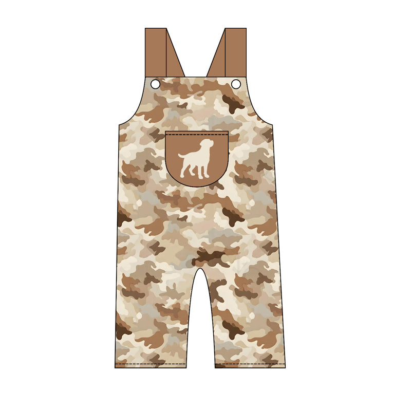 Dog brown camo design boy summer jumpsuit preorder
