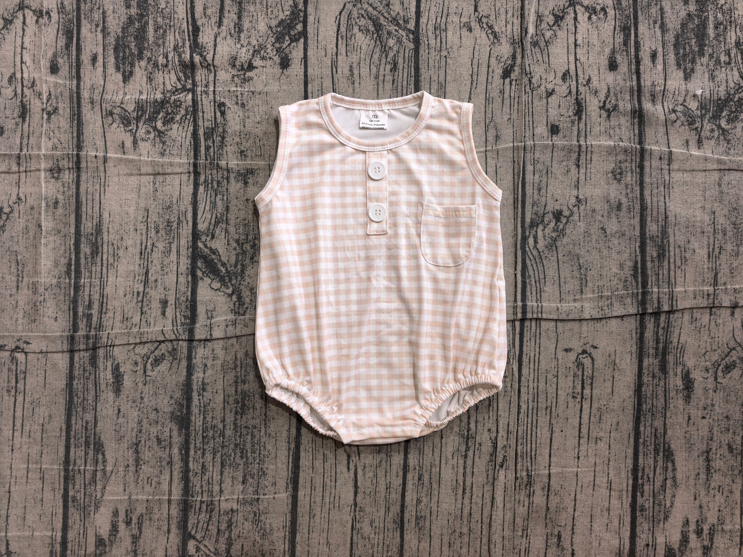 Khaki plaid toddle boy summer romper preorder