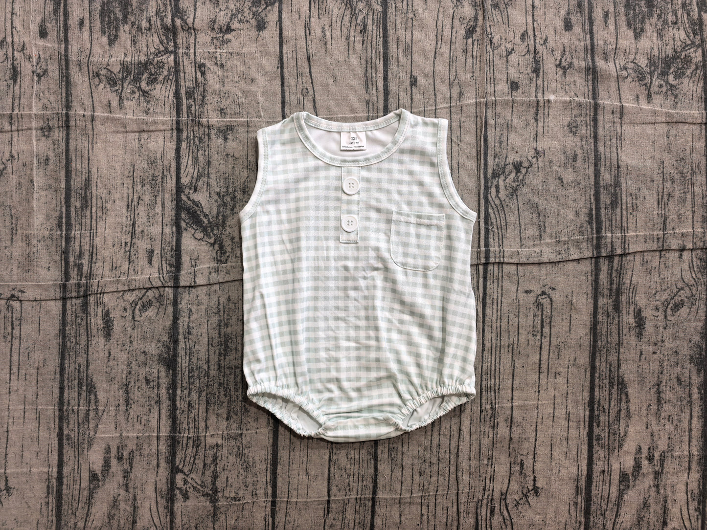 Green plaid toddle boy summer romper preorder